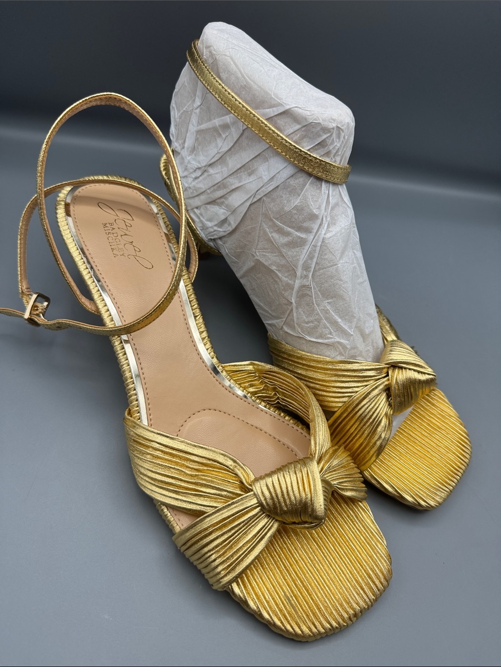 Jewel Badgley Mischka Women's Hudson Knot Block Heel Evening Sandals - Picture 1 of 4